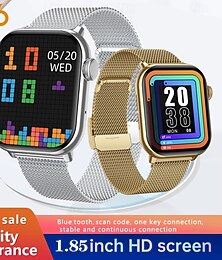 abordables -Montre connectée grand écran 1,85 pouces pour hommes et femmes, appels Bluetooth, 100 modes sportifs, fréquence cardiaque, sommeil, santé, musique locale, météo
