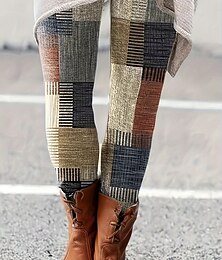 abordables -Femmes Slacks Leggings Leggings confortables Vacances ancien Streetwear Longueur complète Naturel Graphique Géométrique Patchwork Cordon de serrage Patchwork Taille Élastique Confortable Extérieur
