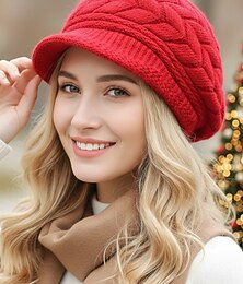 halpa -Naisten lämmin neulottu baskeripipo - pehmeä palmikkoneule, tyylikäs ja mukava, täydellinen joulu- ja talvimuotiin, saatavilla useissa väreissä