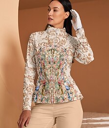 voordelige -Dames Golfjassen Bruin Lange mouw Kleding Bovenlichaam Dames golfkleding kleding outfits draag kleding
