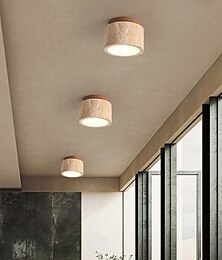 voordelige -LED plafondlamp 15cm steen inbouwspots keramiek hout artistieke stijl formele plafondlamp voor gang 85-256v