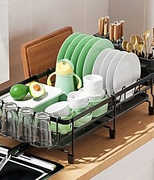 economico -grande scolapiatti espandibile – organizer multifunzionale per il bancone della cucina con portautensili e portabicchieri, resistente alla ruggine, perfetto per la cucina di casa