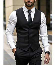 economico -Uomo Matrimonio autunnale Abiti da sposa Bavero classico Nero Borgogna Abito Tinta unita Vestibilità su misura 2 pezzi