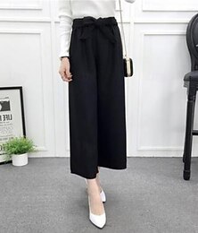 abordables -Femmes Chinos Droit Streetwear Occasionnel Longueur cheville Taille moyenne Uni Taille Élastique Confortable Micro-Élastique Extérieur Sortir Week-end Gris clair Gris foncé Noir Automne Hiver Coupe