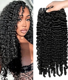 abordables -Extensions de cheveux humains bouclés birmans de 14 à 30 pouces, lot de 3 extensions de cheveux humains birmans, noir naturel