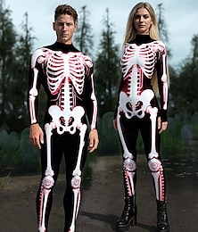preiswerte -Totenkopf Halloween Bodysuits Halloween-Gruppen-Paarkostüme Ganzkörper-Catsuit Gruseliges Kostüm Kinder Erwachsene Herren Damen Jungen Halloween Karneval Leistung Party Einfache Halloween-Kostüme