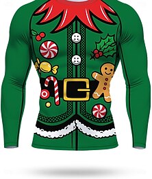 お買い得  -クリスマス 男性用 男女兼用 ランニングTシャツ アスレチックシャツ ジムシャツ フィットネスシャツ ワークアウトシャツ 長袖 Tシャツ UPF 50 UV耐性 ソフト モイスチャーコントロール マウンテンバイク ジムトレーニング ハイキング スポーツウェア アクティブウェア グリーン