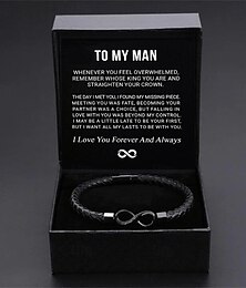 abordables -Bracelet infini pour homme, bracelet en cuir à fermoir magnétique pour lui, bracelet en corde tressée pour homme en acier inoxydable avec couvercle à rabat, cadeau de Noël, d'anniversaire,