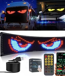 olcso -Nagy fényerejű Devil Eyes LED fénycsíkok autókhoz/teherautókhoz/terepjárókhoz - 23,6x4,73 testreszabható szélvédő dekoráció alkalmazásvezérléssel IP68 vízálló USB-tápellátású