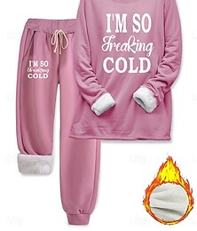 abordables -Mujer Conjuntos de dos piezas Chándal Conjuntos de pantalones Manga Larga Obispo Cuello Barco Escote Redondo Graphic Letra Estampado Elegante Cálido Moda Casual Diario Exterior Azul Piscina Rosa Gris