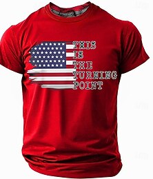 baratos -Homens 250º aniversário dos Estados Unidos Camiseta Manga Curta Camiseta Impressão 3D Gola Redonda Camisa Diário Militar Rua Diário Preto Vermelho Azul Verão Primavera Roupa S M L XL XXL XXXL