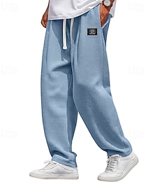preiswerte -Herren Waffel Jogginghose Hose Baggy-Hosen Gerade geschnittene Sweatpants Kordelzug Elastischer Bund Einfarbig Komfort Volle Länge Outdoor Täglich Streetwear Mode Klassicher Stil Schwarz Weiß