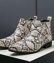 Недорогие -Мужские ботинки челси из искусственной кожи со змеиным принтом, модные остроносые ботильоны – обувь для вечеринок, сцены и вечерних выходов