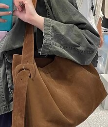 halpa -naisten mokkanahkainen olkalaukku - boheemityylinen tilava rento vintage-kulkurilaukku, joka sopii päivittäiseen työhön, matkustamiseen ja shoppailuun