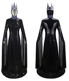 abordables -Costumes à thème cinéma / TV Robe Tenues Film Brillant Halloween Cosplay de Film for Femmes Adulte Halloween Mascarade Bal de promo Gala Cravate Noire