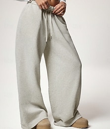 abordables -Mujer Pantalones de Deporte Perneras anchas Chinos Moda Ropa de calle Casual Longitud total Alta cintura Plano Cintura elástica Confortable Suave Cómodo Elástico Exterior Calle Gris Claro Negro