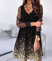 olcso -Női Mini ruha Party ruha hétköznapi ruha Bodycon Elegáns ruha Elegáns Divat Modern Szabadtéri Parti Napi Laza öltözet Virágos Grafika Hosszú ujj V-alakú Világos rózsaszín Fekete Sárga Arcpír rózsaszín