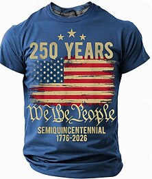 preiswerte -4. Juli 2026 250. Gedenktag Männer 3D Druck Rundhalsausschnitt Kurzarm T-Shirt Alltag Straße