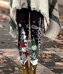 olcso -Női Leggingek Szabadság Szüret Divat Teljes hossz Magas derékPantsKarácsony Grafika Hóember Karácsony Nyomtatás Mekano Légáteresztő Nagy rugalmasságú Vakáció Utca Hétköznapi Fekete Ősz Tél