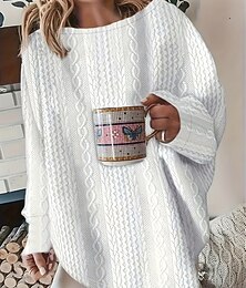 halpa -Naisten Neulos Vapaa-aika Pehmeä Puhdas väri Joustin Tiukka pyöreä kaula-aukko Kudottu Pitkähihainen Tavalliset topit Neuloa ulko- Päivittäin Viikonloppu Musta Valkoinen Syksy Talvi