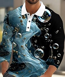 economico -Per uomo Astratto Marmo Polo Manica Lunga Magliette polo Bavero Casual All'aperto Streetwear Athleisure Abbigliamento quotidiano Stampa 3D Bottoni Primavera Autunno Inverno Blu Viola Verde