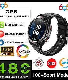 abordables -X28 Montre intelligente 1.43 pouce Smartwatch Montre Connectée Bluetooth Podomètre Rappel d'appel Moniteur d'Activité Compatible avec Android iOS Femmes Hommes GPS Longue Veille Étanche IP68 Boîtier