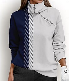 voordelige -Dames Trui met capuchon Blauw Lange mouw Kleding Bovenlichaam Dames golfkleding kleding outfits draag kleding