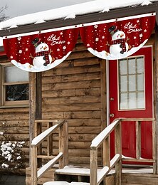 olcso -új karácsonyi kültéri legyező alakú zászló, digitális nyomtatású félkör alakú függő banner, kreatív ünnepi ajtódekoráció