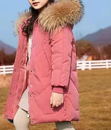 economico -Bambini Ragazze Giacca in piuma Giacca da esterno Giacca Imbottita Tinta unica Moda Tenere al caldo Antivento All'aperto Cappotto Capispalla 4-12 Anni Autunno Nero Rosa Rosso