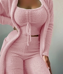 halpa -Naisten loungewear Yöpukusarja Vapaa-aika Mukavuus Puhdas väri Joustava vyötärö Pullover Housut Loma Koti Päivittäin Pitkähihainen Tiukka pyöreä kaula-aukko Vaalea vaaleanpunainen Musta Valkoinen