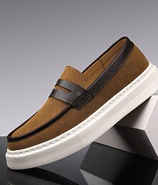 preiswerte -Zweifarbige Herren-Loafer mit weißer Sohle – stylische Schlupfschuhe für Büro-, Reise- und Wochenend-Outfits