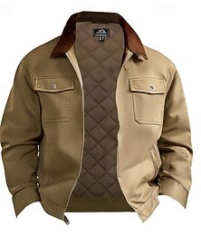 economico -Per uomo Giacca Cargo Giacca Casual Parka Vacanza Quotidiano Caldo Tasca Autunno Inverno Semplice Moda Classico Bavero Regolare Nero Blu marino Marrone Verde Cachi Giacca
