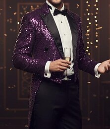 preiswerte -Herren Smoking Verschlusskragen Party Einfarbig Schwarz Silber Rote Schmale Passform Einreihig Zwei-Knöpfe