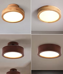 preiswerte -23 cm nahe Deckenleuchten, runde Deckenleuchte aus Holz im japanischen Stil, einfache Deckenlampe aus Holz, halbbündige Montage, nahe Deckenleuchte