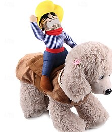 preiswerte -großes Cowboy-Reiter-Hundekostüm – verstellbare Haustierbekleidung für Halloween und Partys, passend für Haustiere von 17,8–45 kg, für Herbst und Frühling
