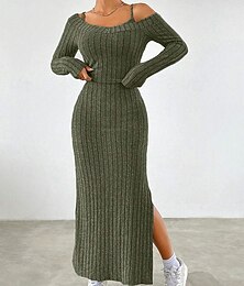 ieftine -Pentru femei Rochii Midi Set de rochii Rochie teacă Modă Modern Vacanță Zilnic Sfârșit de săptămână Fit regulat Simplu Fără manșon De Pe Umăr Verde Militar Primăvară Toamnă