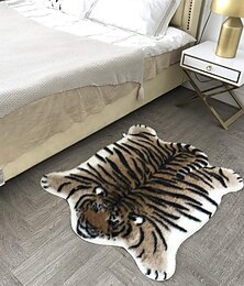 economico -tappeti a forma di stampa di tigre, tappeto in pelliccia sintetica per soggiorno &camera da letto, morbido e soffice tappetino decorativo per la casa