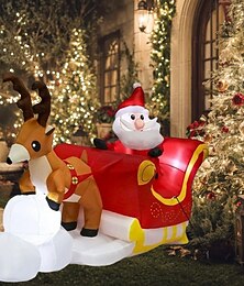 halpa -Joulupukin porokelkka LED-valoilla puhallettava ilmamalli sisä- ja ulkopihalle nurmikolle juhlava tunnelma koristelu rekvisiitta eu/us/uk/au pistoke 1,8 * 1,6 m