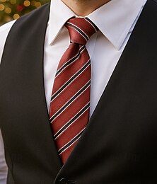 abordables -Cravate en soie pour homme, classique, rayée et cachemire, accessoire de fête de mariage d'affaires formel, cadeau de Noël élégant pour lui