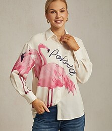 preiswerte -lockeres Hemd mit Flamingo-Print