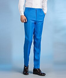 お買い得  -男性用 スーツ ズボン チノパン ポケット ボタン 平織り 履き心地よい フォーマル パーティー ワーク ファッション クラシック ブラック ホワイト マイクロエラスティック