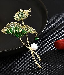 abordables -Broche Geométrico Flor Moda Estilo lindo Broche Joyas Verde Para Boda Fiesta Regalo Pedida Fiesta de baile Festival