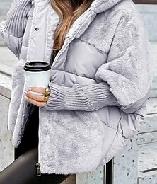 abordables -Mujer Chaqueta Resistente al Viento Mantiene abrigado Retazos Bolsillo Frente Abierto Vintage Diario Casual Plano Regalos de Navidad Vacaciones Casual Diario Frente Abierto Largo Con Capucha Holgado