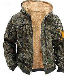 economico -Per uomo Mimetico Cervo Pile Felpa con Cappuccio Giacca di pelle Moda Cool Con Cappuccio Caccia Rosso Blu Cerniera Tasca Autunno Inverno progettista