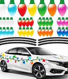 preiswerte -Reflektierende Automagnete als Weihnachtsdekoration, Kühlschrankmagnete mit bunten Glühbirnen und Magnetdrähten, Aufkleber für Weihnachten, Feiertage, Geburtstage, Autos, Briefkästen, Fenster, Garage