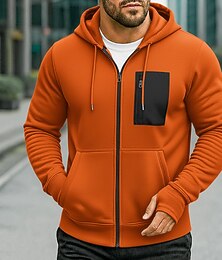 abordables -Hombre Sudadera Sudadera con capucha y cremallera completa Sudadera con capucha de lana Sudadera táctica con capucha Negro Verde Ejército Azul Real Naranja Gris Claro Con Capucha Plano Cremallera