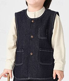 economico -Bambini Unisex Gilet Capispalla Tinta unica Senza Maniche Tasca Cappotto All'aperto Moda Quotidiano Nero Autunno Inverno Dai 4 anni in su