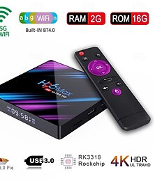 olcso -h96 max okos android 9.0 tv doboz rk3318 négymagos 64 bites uhd 4k vp9 h.265 2gb / 16gb 2.4g / 5g wifi bt4.0 hd médialejátszó tv doboz