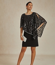 levne -Dámské Midi šaty Plášťové šaty Elegantní Večírek Semiformální šaty Svatební Párty Svatební host Běžný Leopard Bez rukávů Tričkový Černá Jaro Podzim Zima