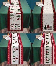 billiga -Julduk festlig snöflinge-rutigt och snögubbe tryck festlig julsduk och matta dekoration